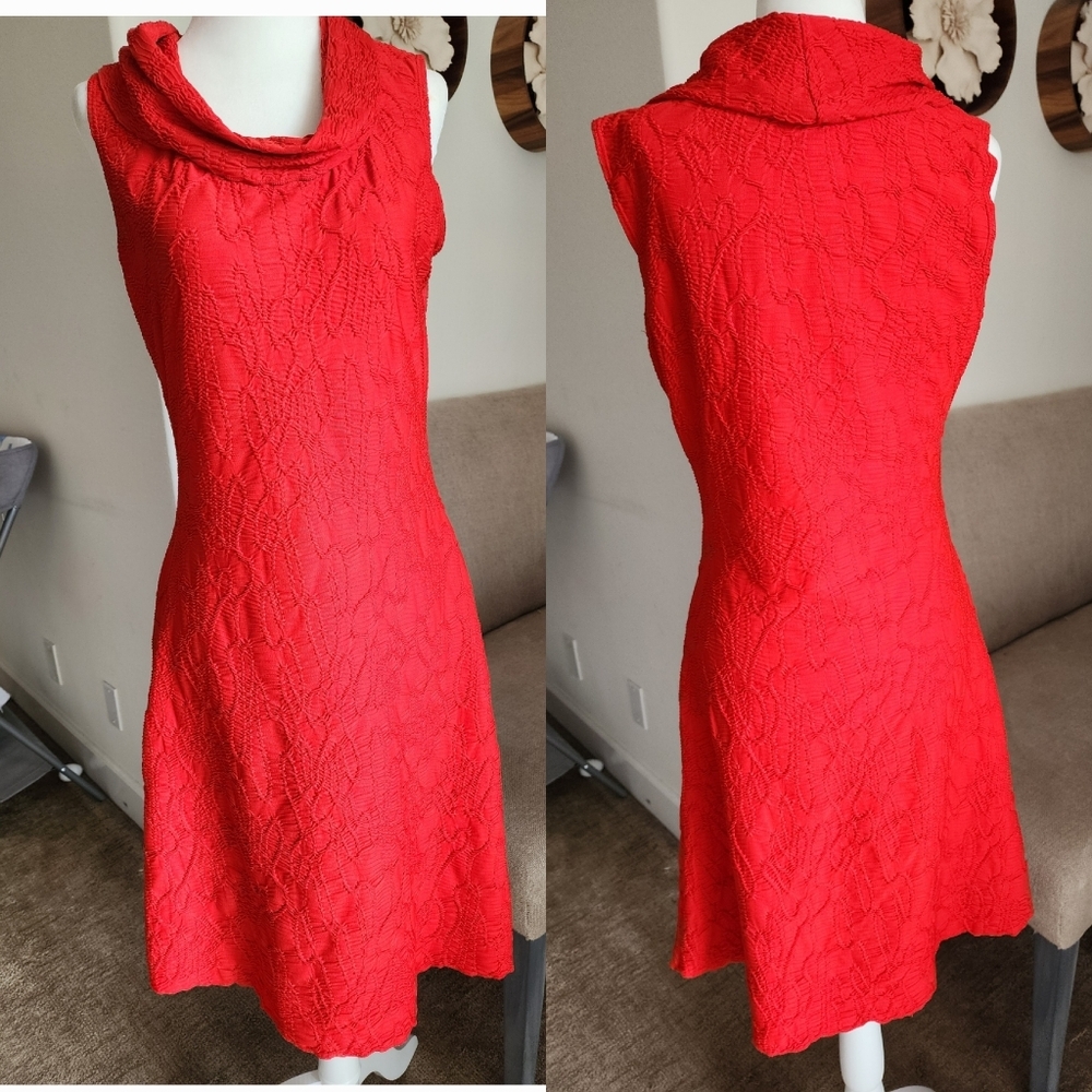 Textured Sport Dress By FRANK LYMANN Size 8- Bright Red Golf Dress Swim Coverup